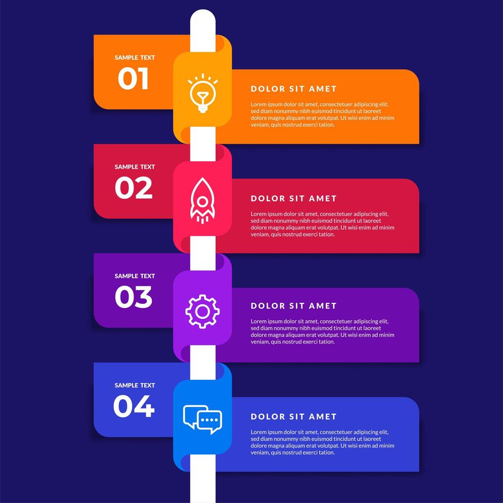 infografía de línea de tiempo de cinta colorida vector