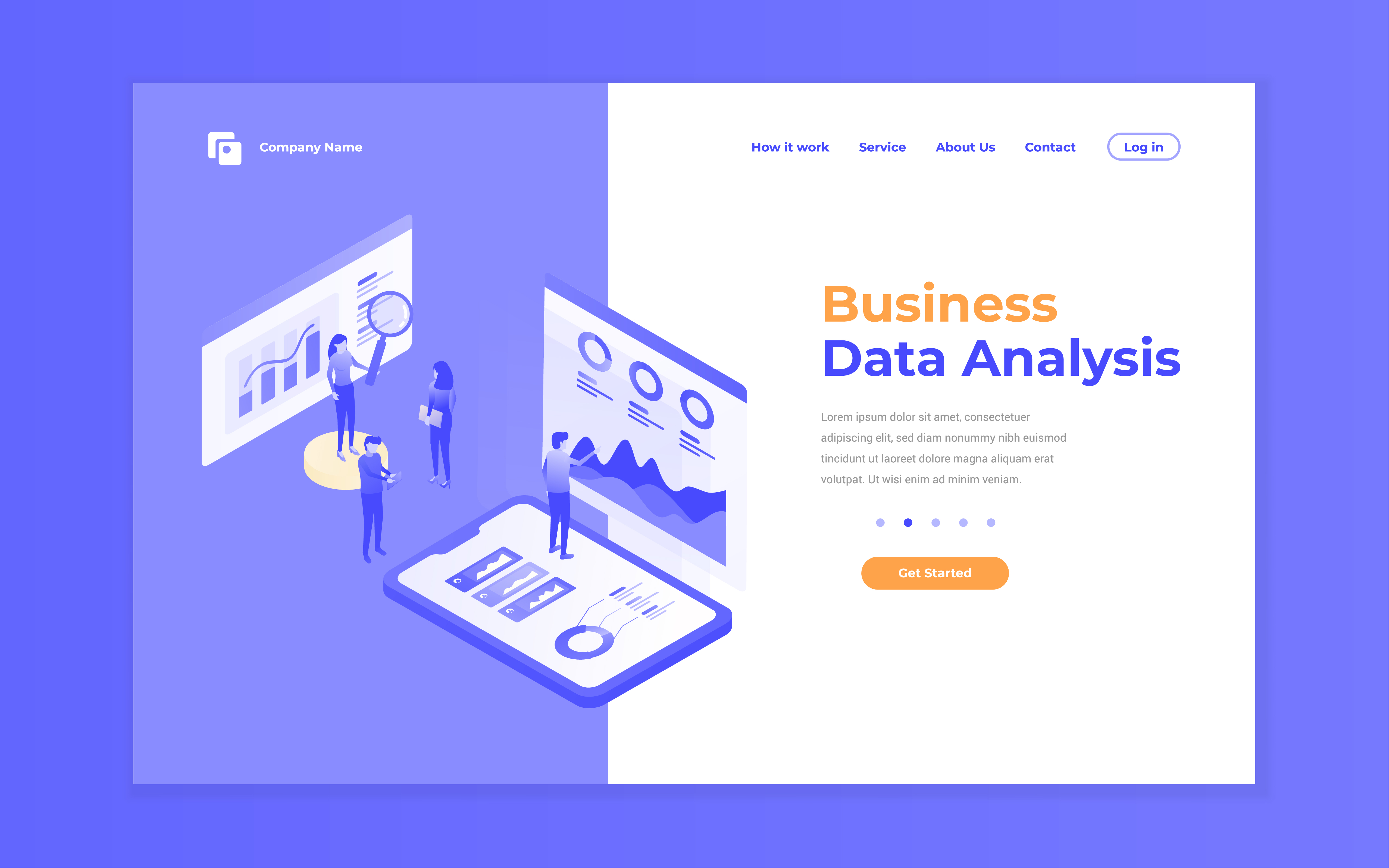 Purple data analysis website and mobile website concept 1309112 Vector ...