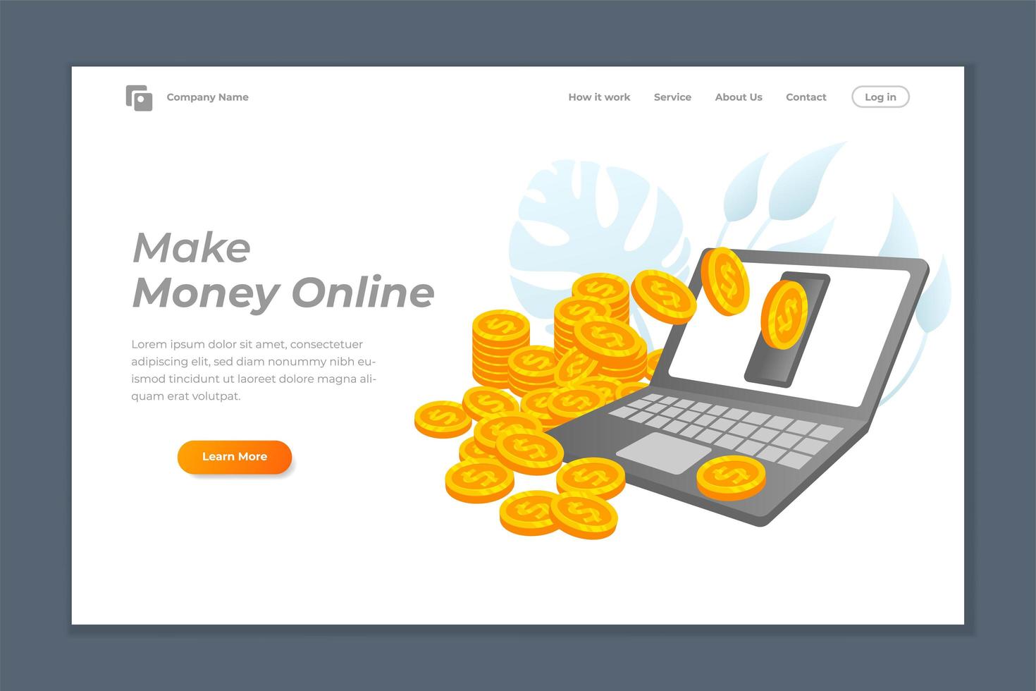 Make money online banner or landing page vector