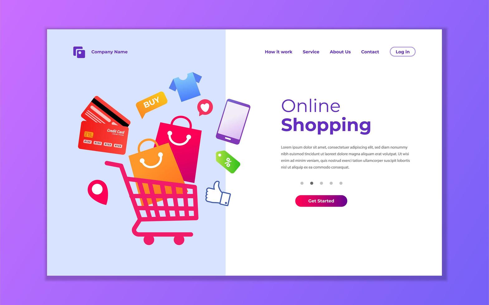 Creative design for online store landing page vector