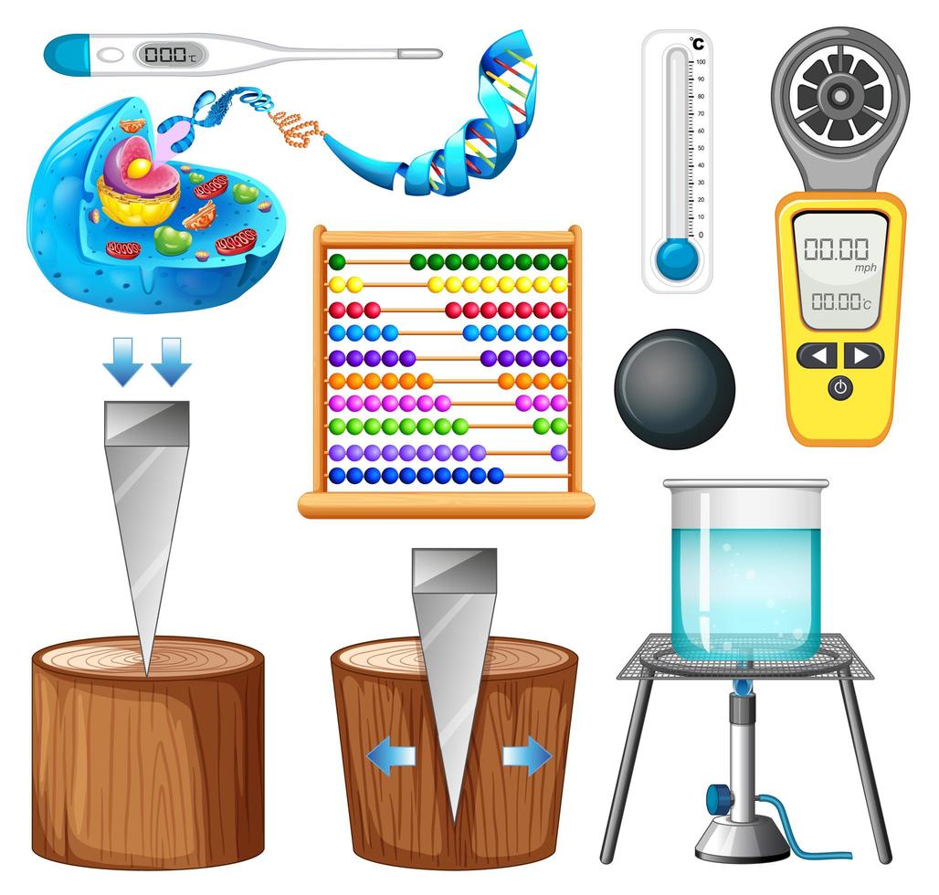 Set of Science Equipment on White Background vector