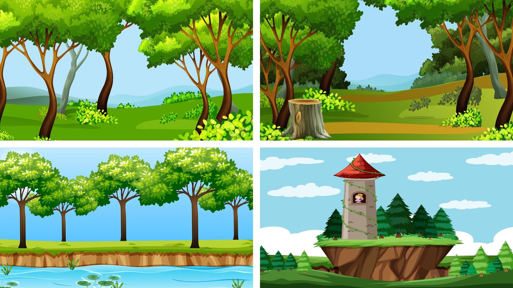 Set of scenes in Nature Setting vector