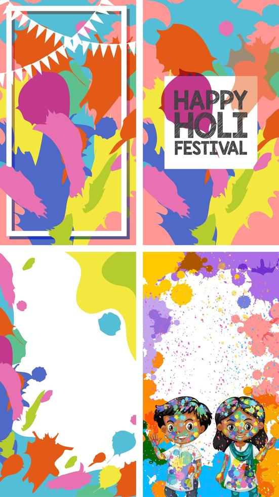 Four Background Design with Happy Holi Festival Theme vector