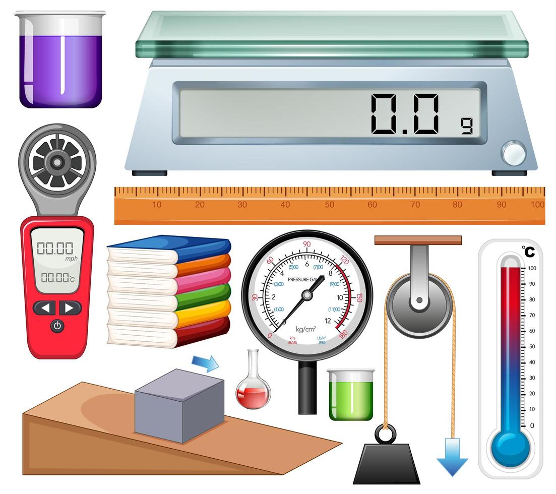 Set of Science Equipment on White Background vector