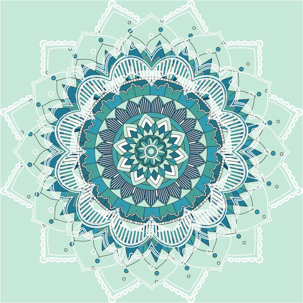 patrón de mandala sobre fondo azul vector