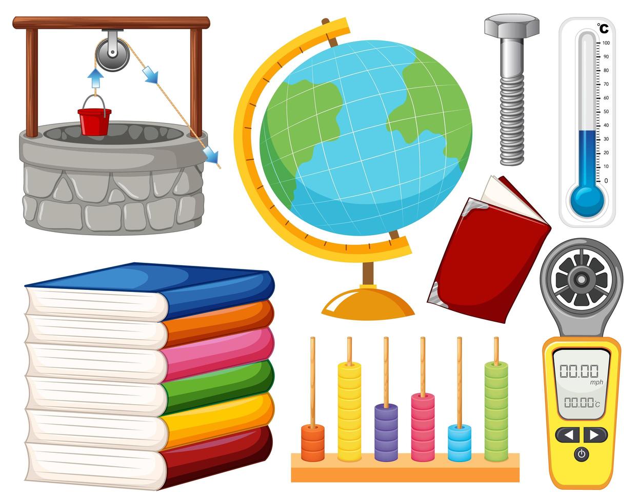 Set of Science Equipment on White Background vector
