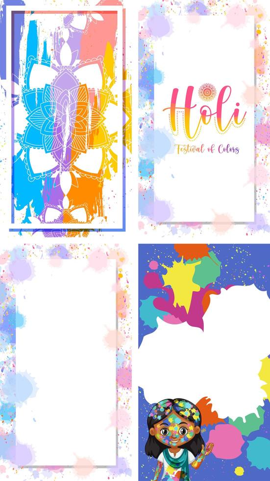 Four Background Design with Happy Holi Festival Theme vector