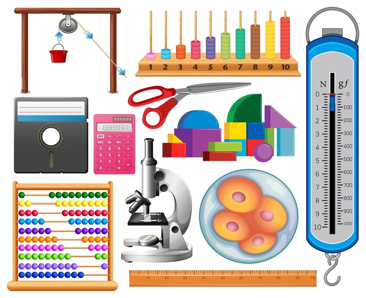 Set of Science Equipment on White Background vector