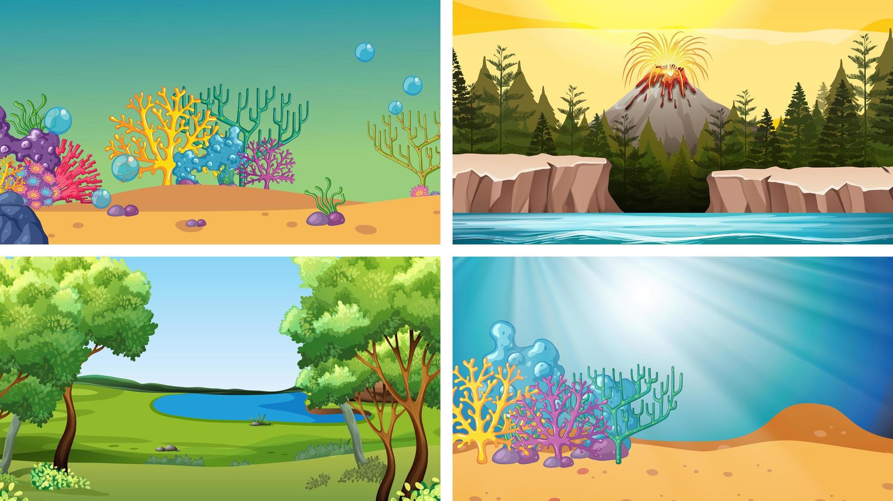 Set of Scenes in Nature Setting vector