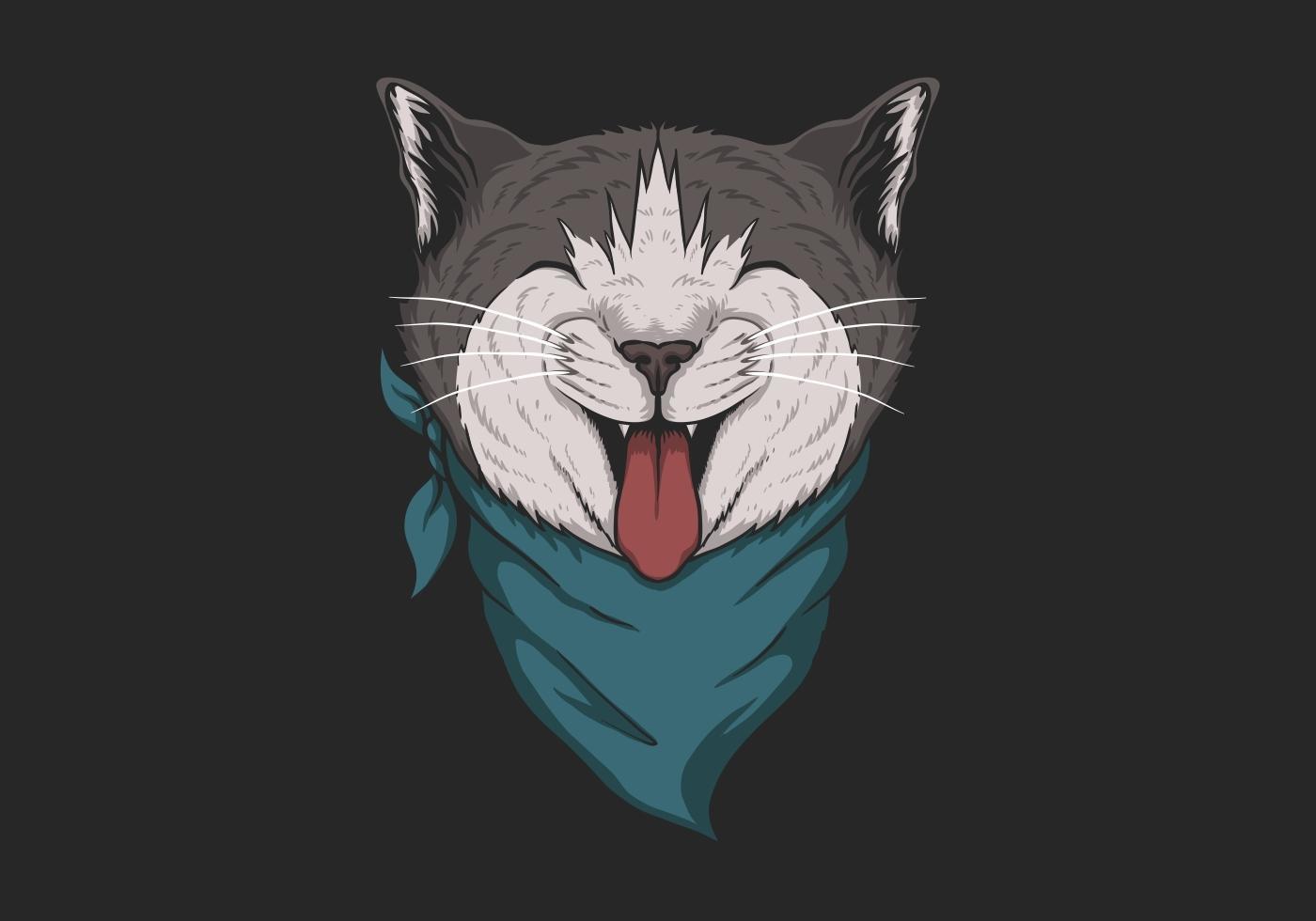 ilustración de bandana de gato cabeza vector