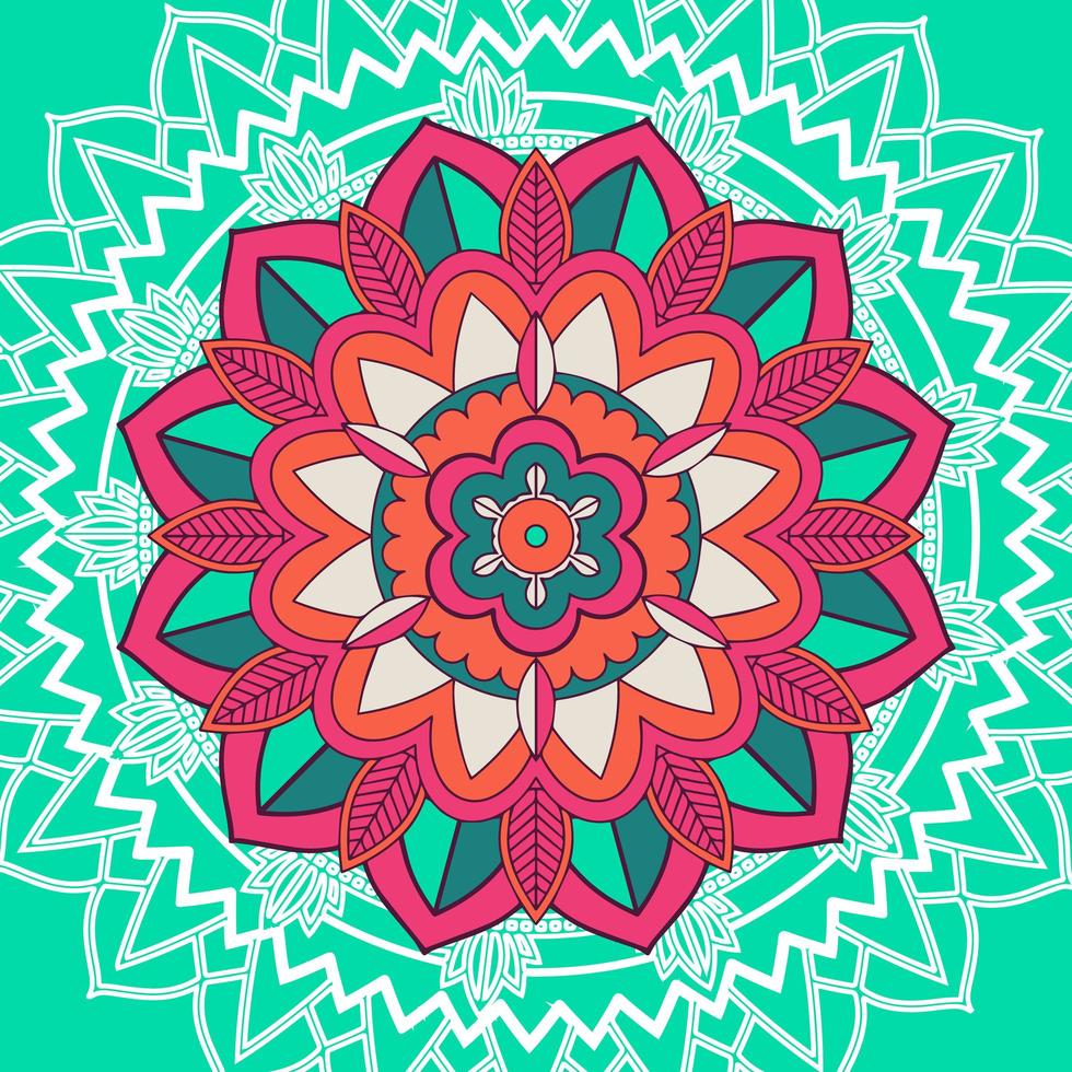 patrón de mandala sobre fondo verde azul vector