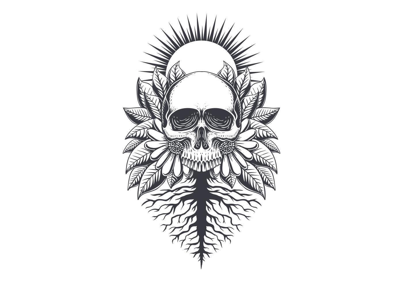 Root Skull decoration illustration vector