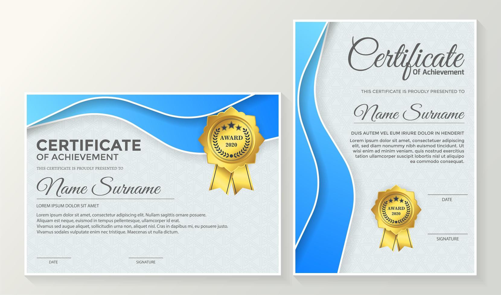 Membership certificate best award diploma set vector