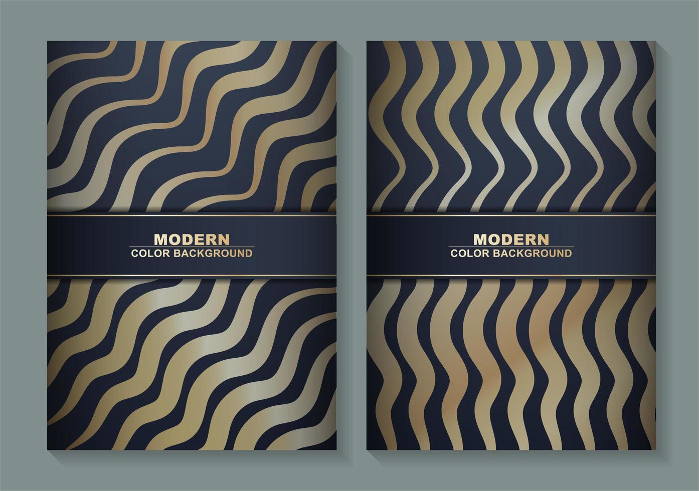 Minimal covers with gold wavy lines vector