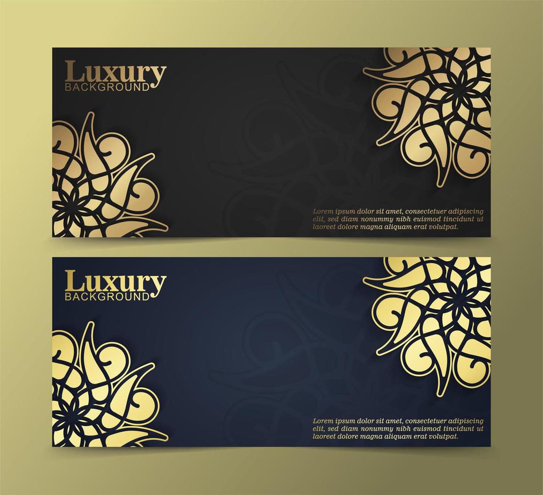 Gold mandala banners vector