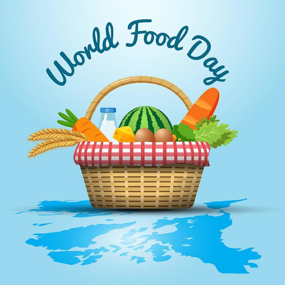 World Food Day Concept with Basket of Food vector