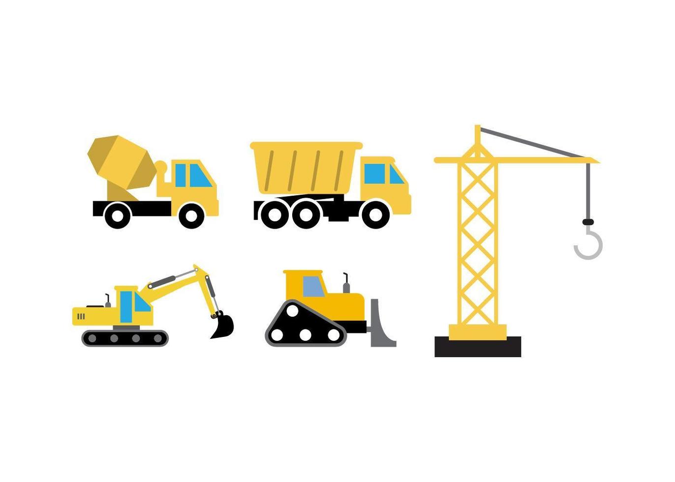 Construction vehicle set vector