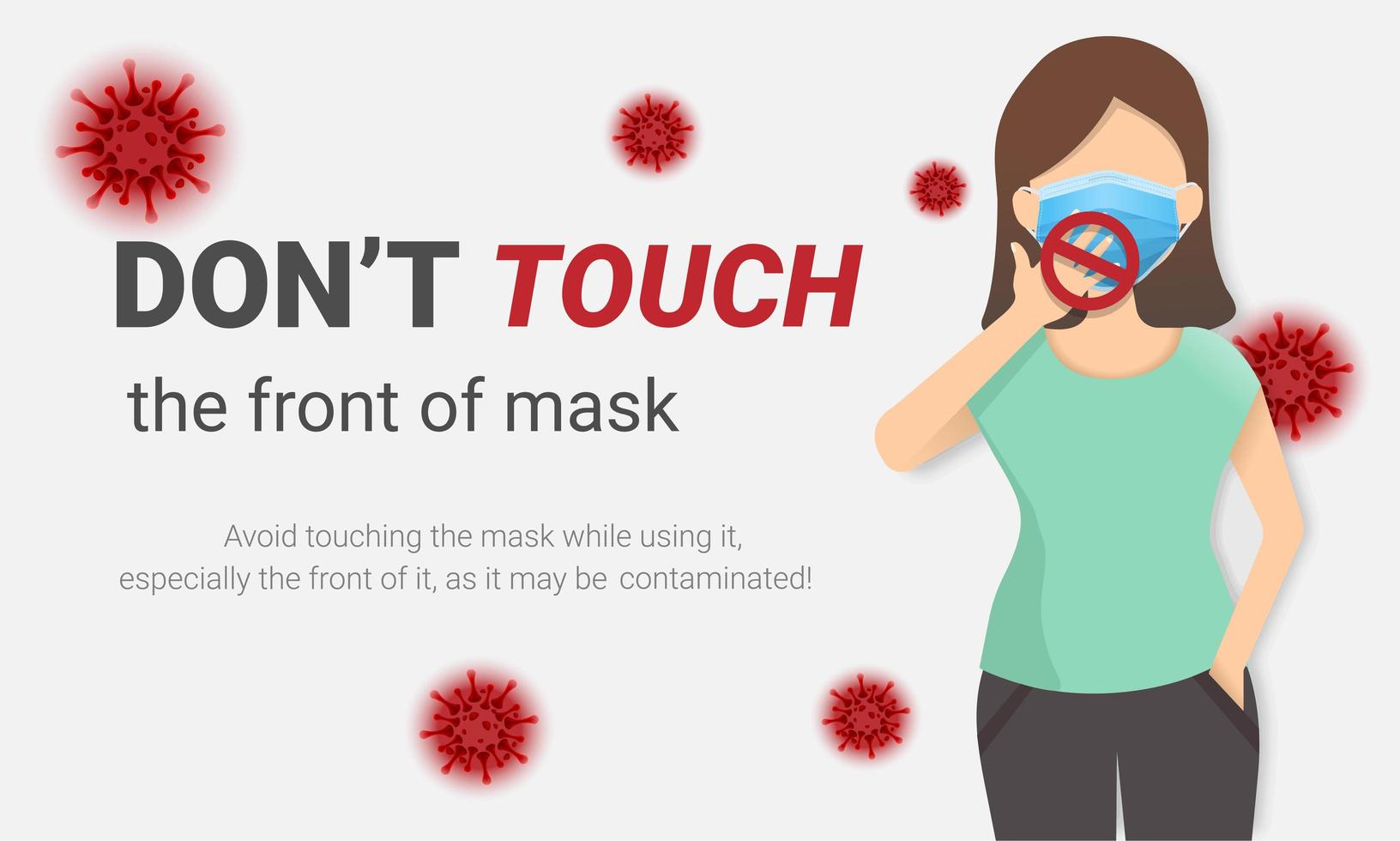 Don't touch front of mask Coronavirus poster vector