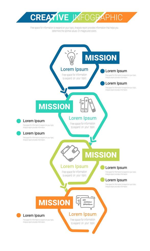 Colorful mission infographic template vector