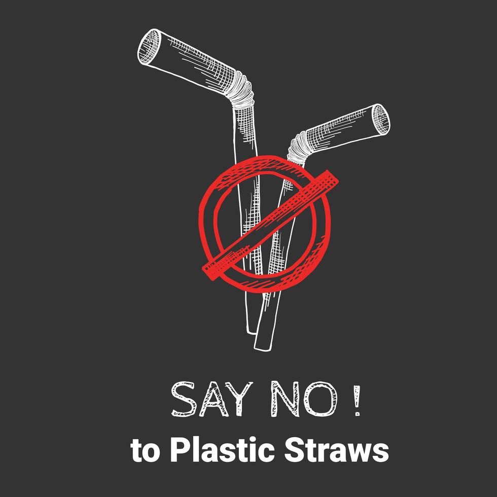 Say no to palstic straws poster vector