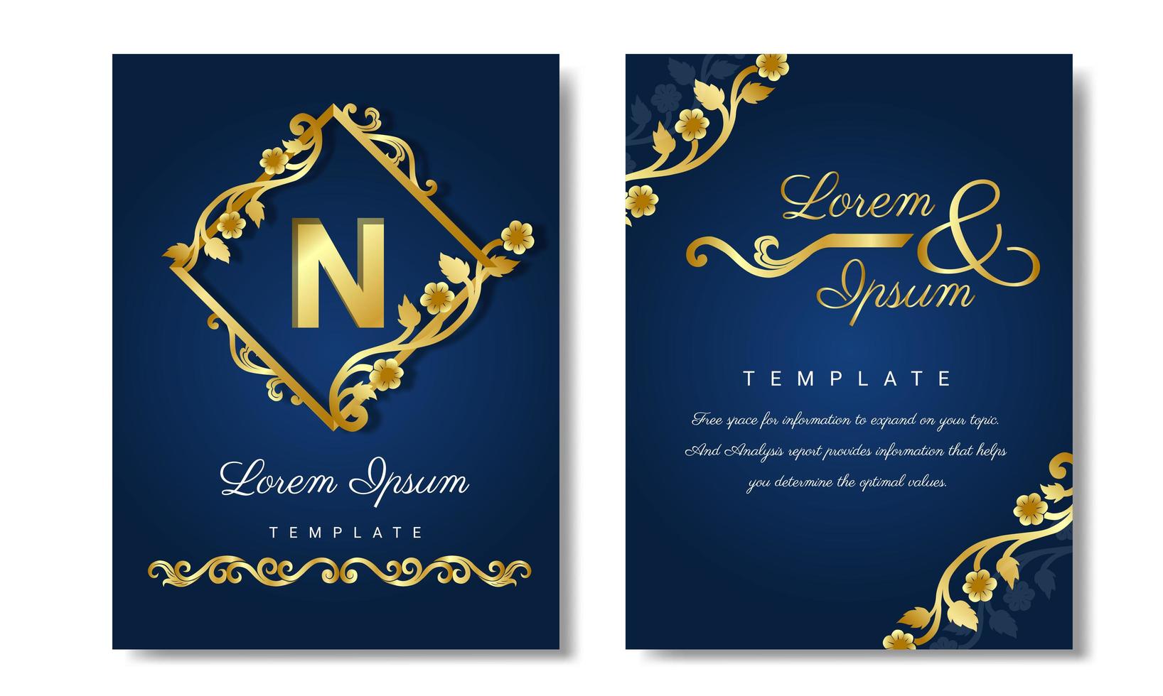 Luxury floral corner decoration wedding invitation 1309525 Vector Art