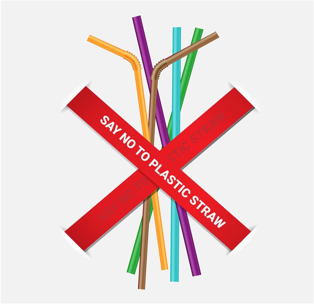 Stop using plastic straws poster vector