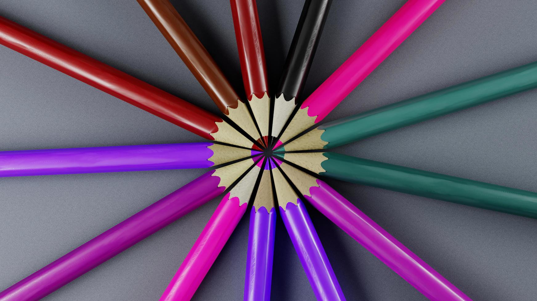 3D render of color pencils photo