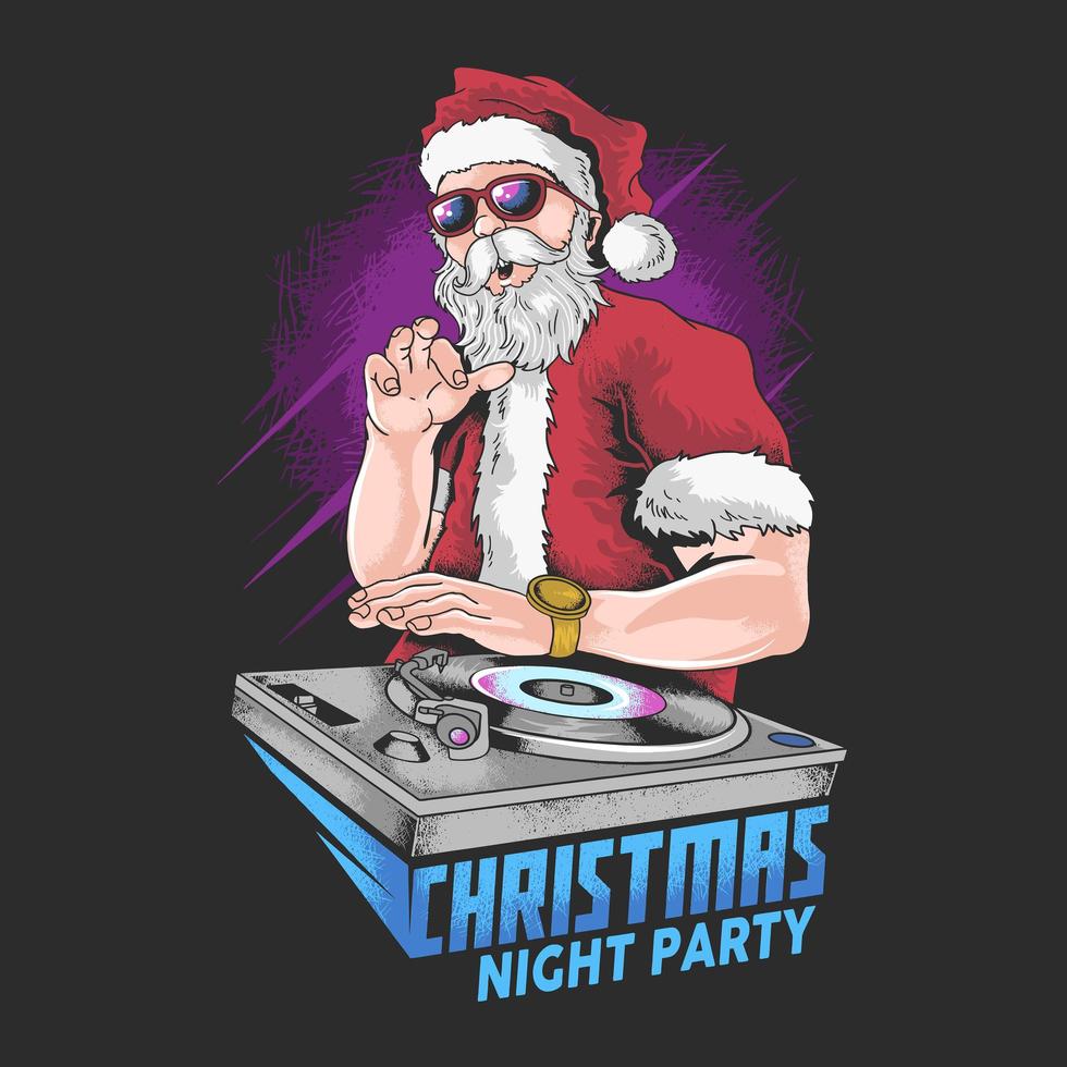 Santa Claus DJ Christmas party poster vector