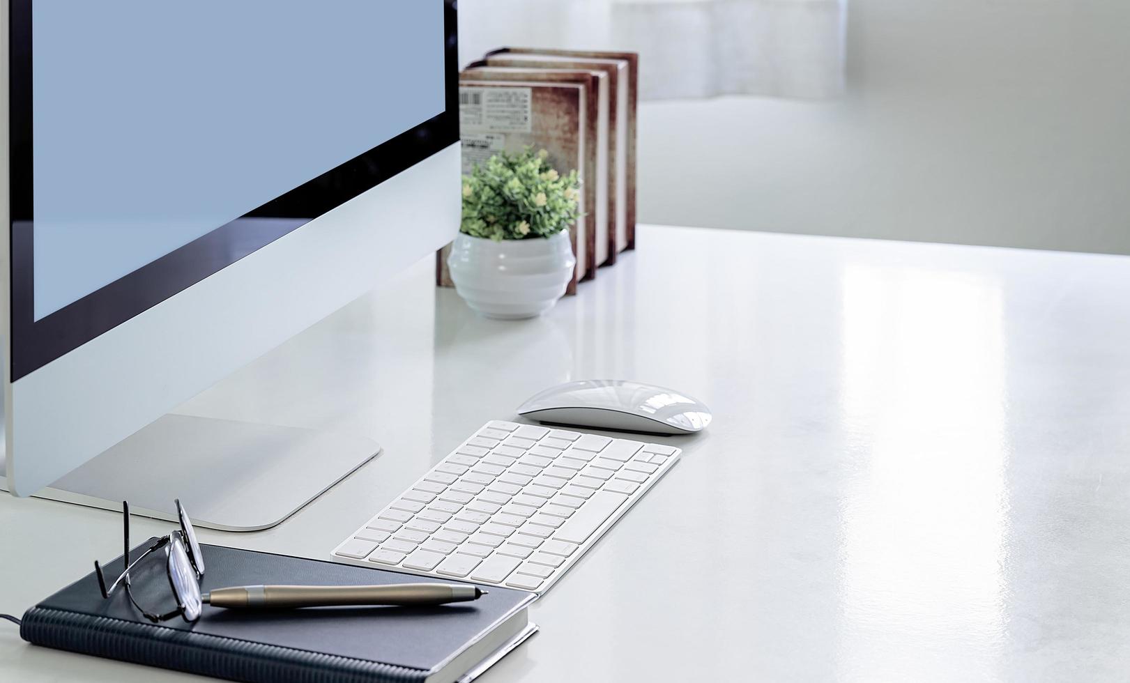 Computer mockup in a home office photo