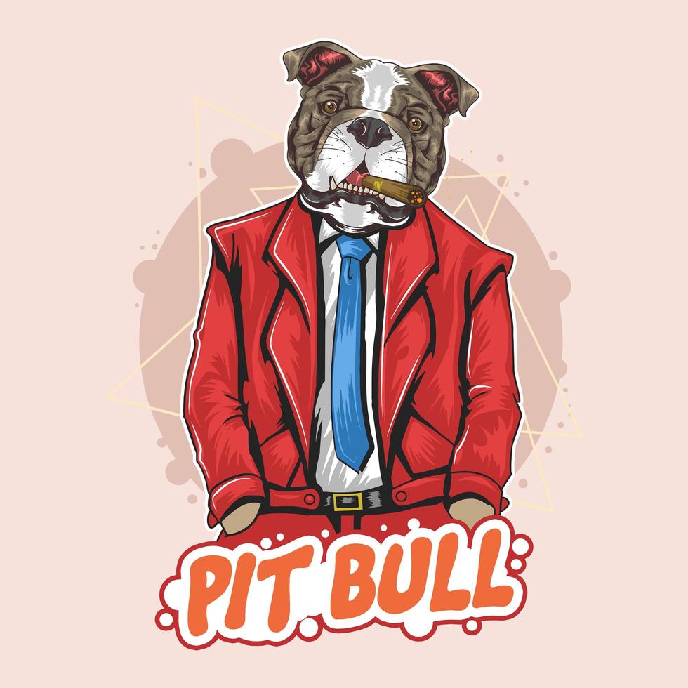 guapo bulldog con traje y corbata vector