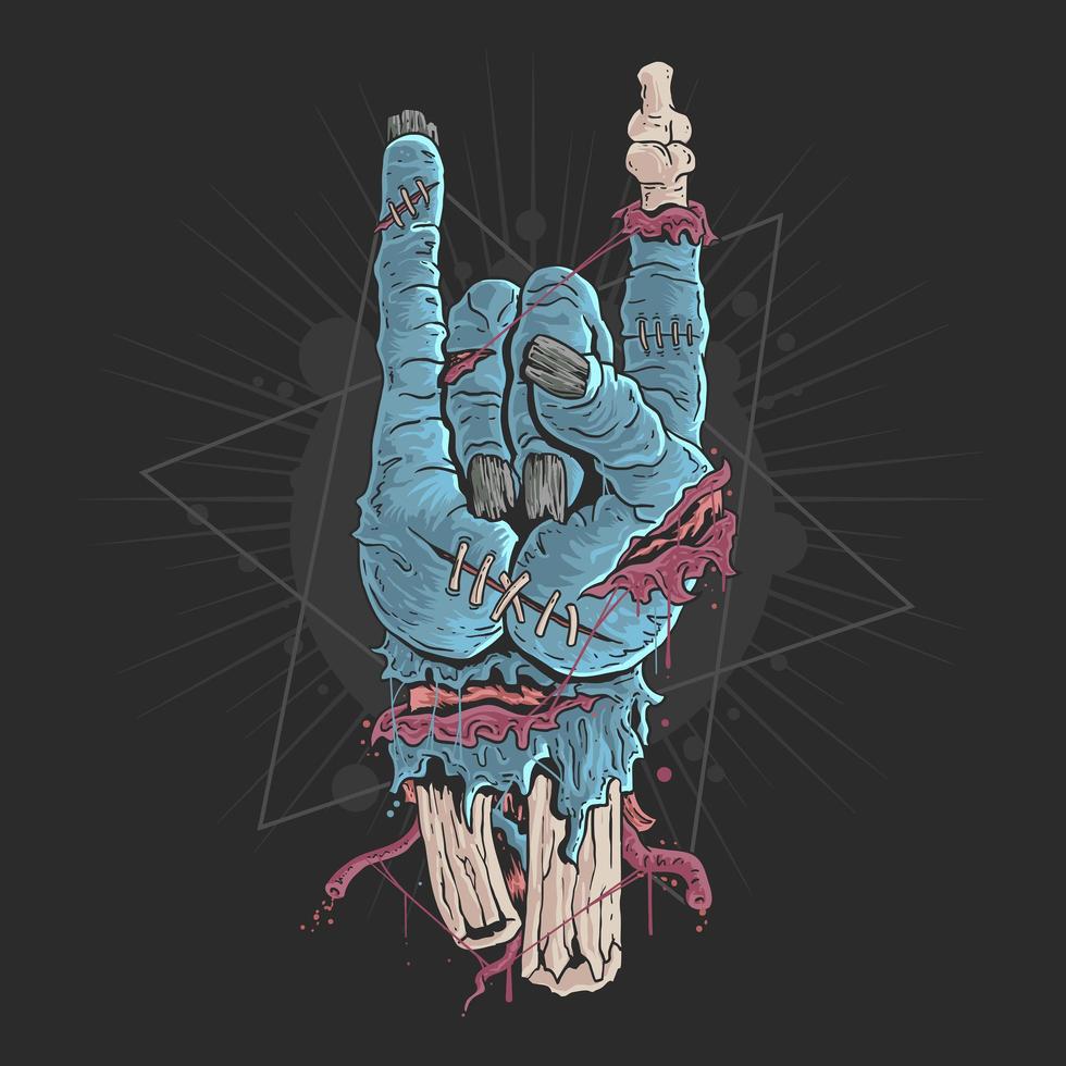 Halloween rocker zombie hand vector