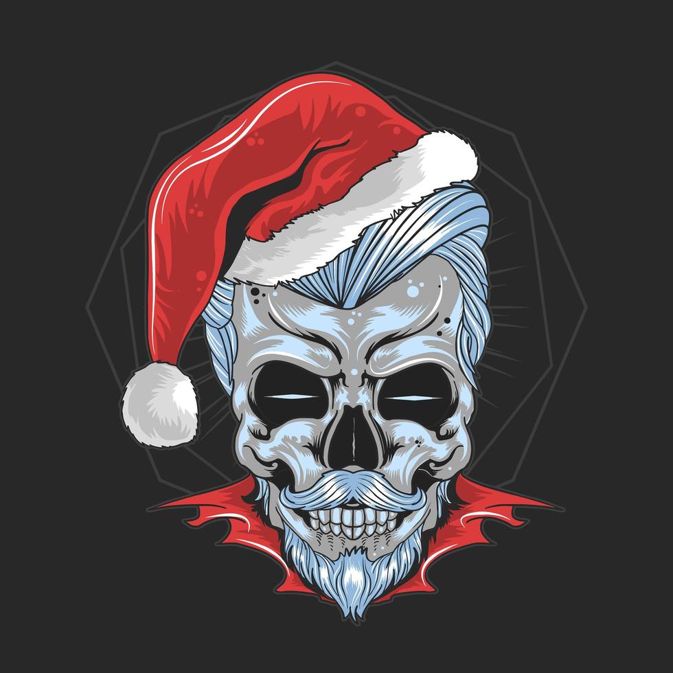 calavera con sombrero de santa claus vector