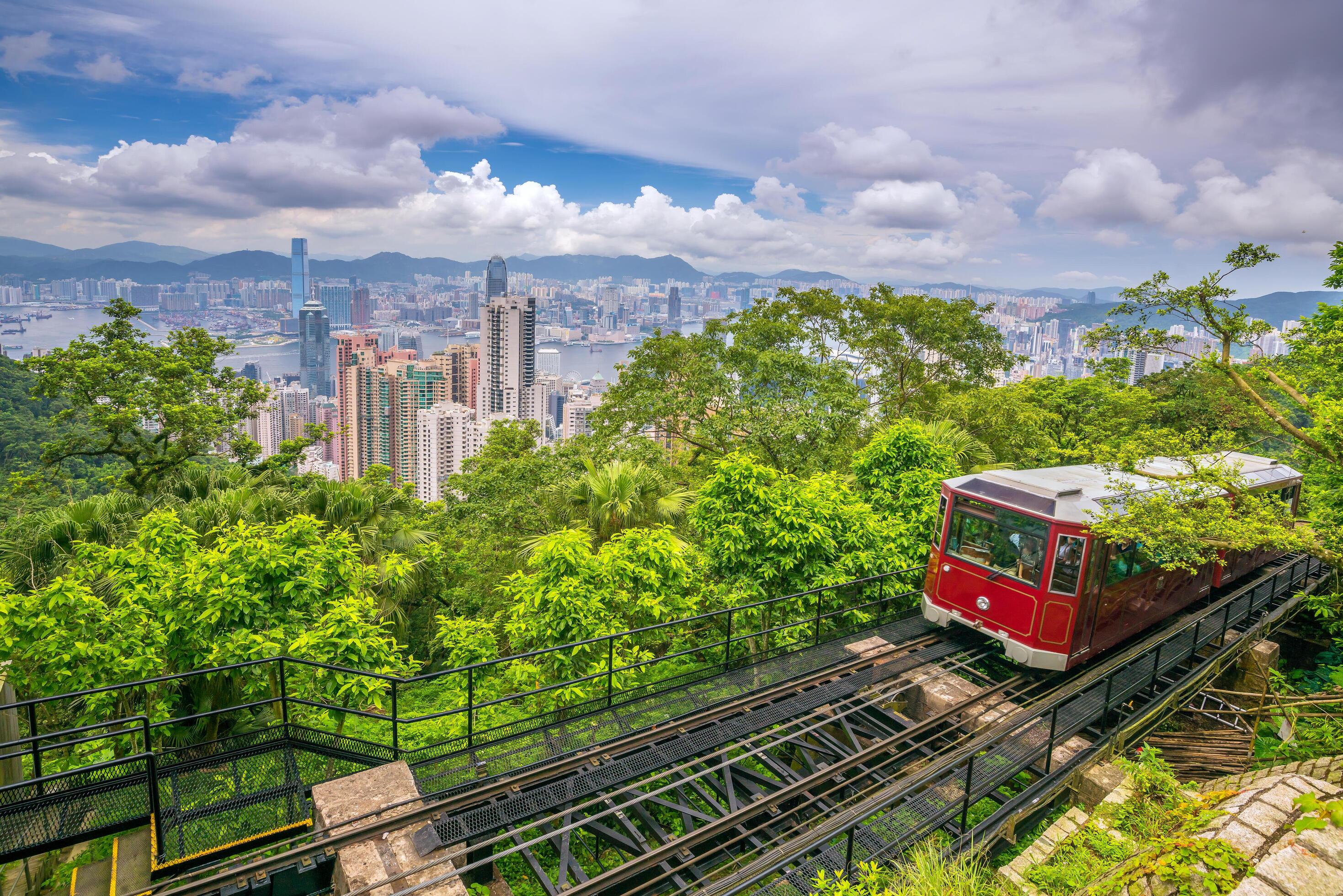 Victoria Peak Tram and Hong Kong city skyline in China 1310063 Stock