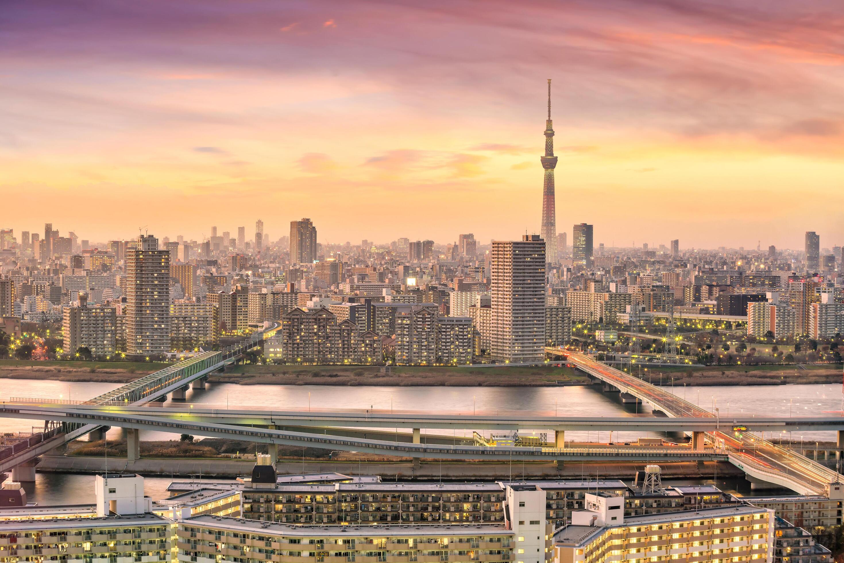 Tokyo Skyline At Sunset Stock Photo Tokyo Skyline At Sunset Stock Photo