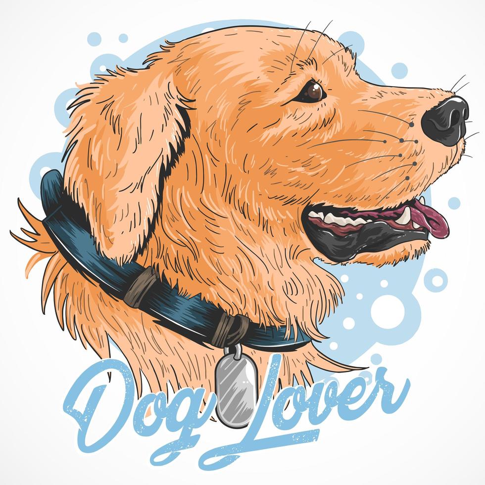 Cute golden dog with dog lover text vector