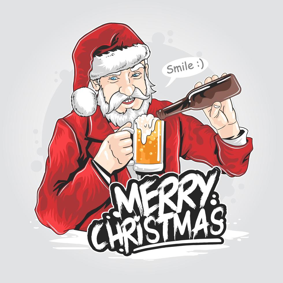 Party Santa Claus pouring drink into ug vector