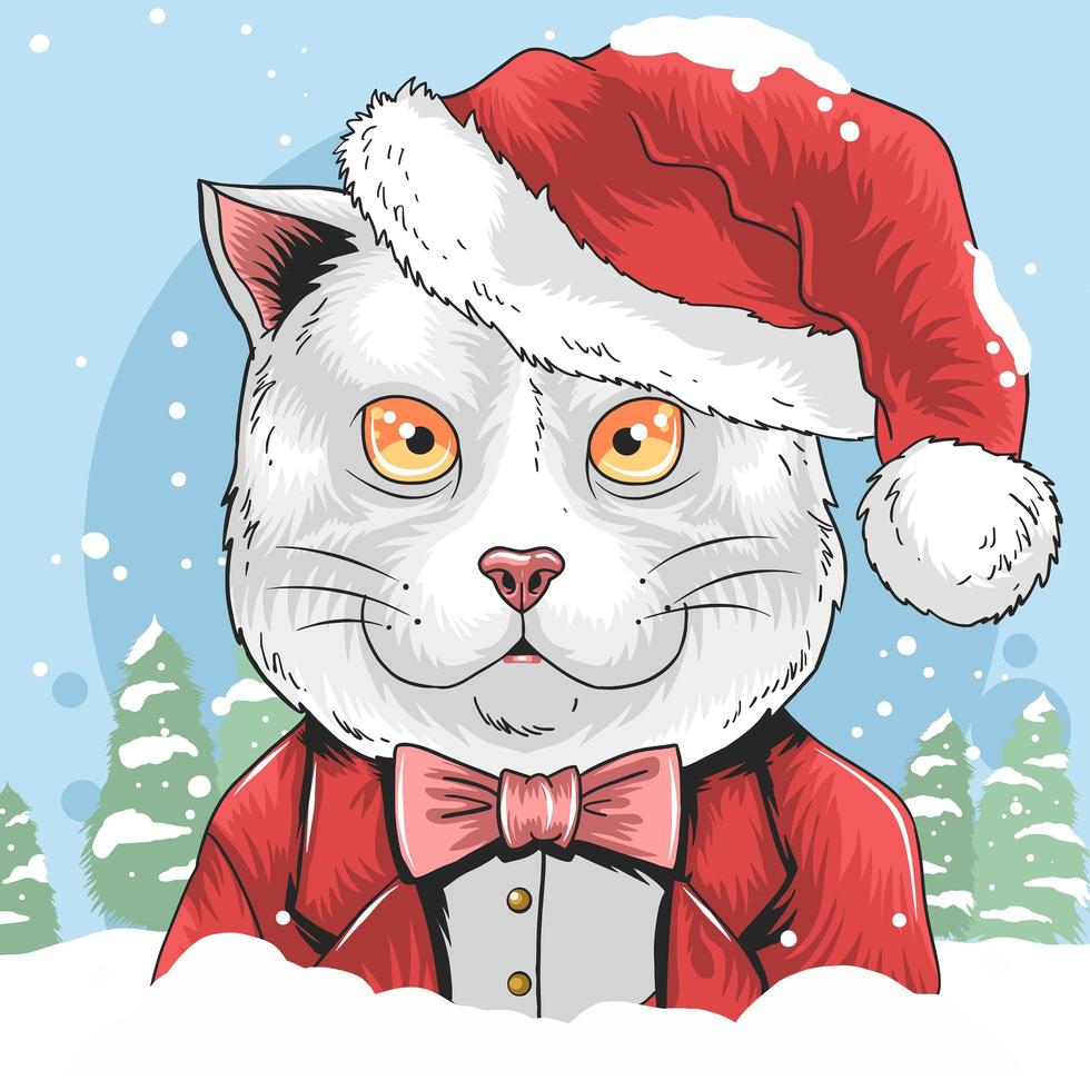 santa claus navidad gato vector