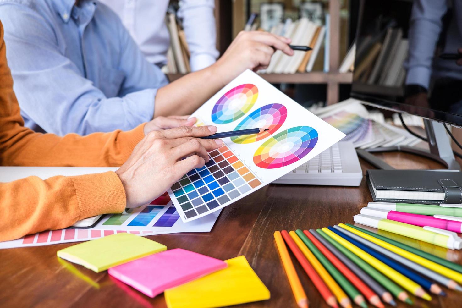 Close-up of graphic designers working photo