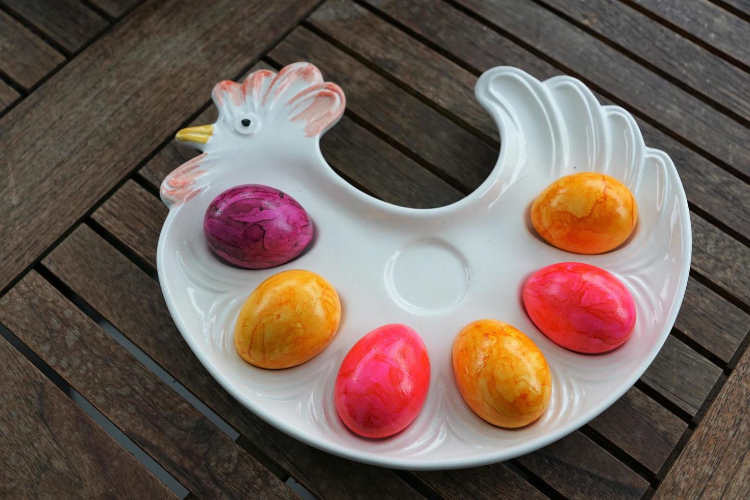 Colorful boiled eggs photo