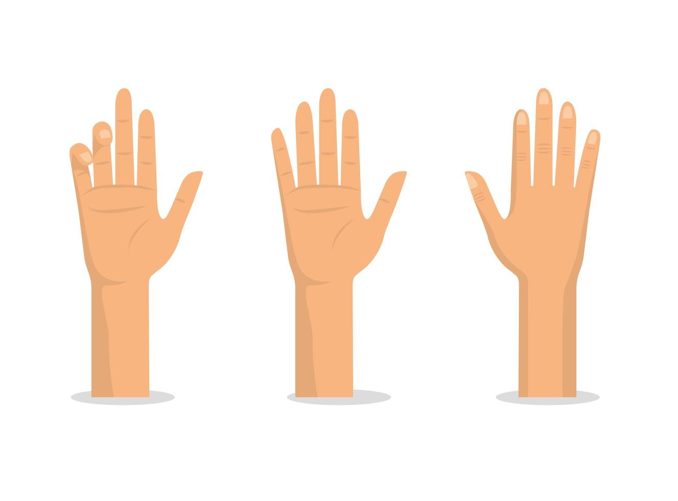 Set of three different hands up  vector