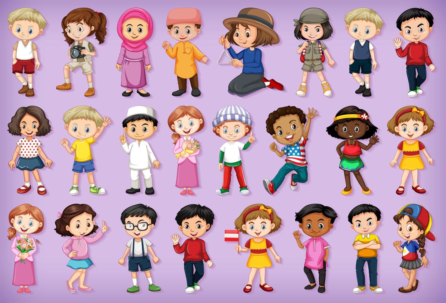 Large Set of Children Doing Different Activities vector