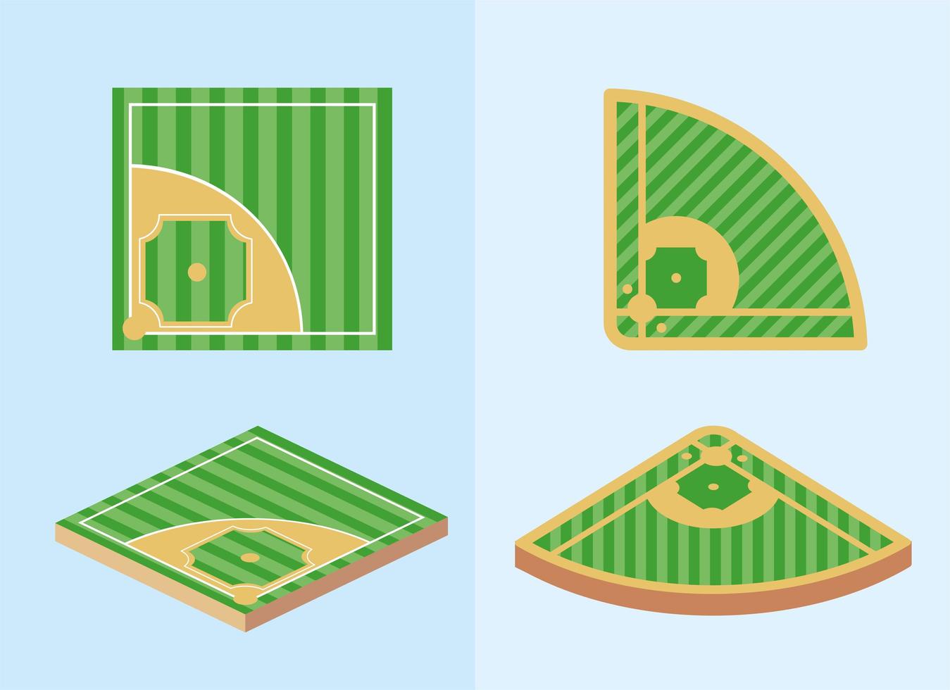 Set of baseball fields vector