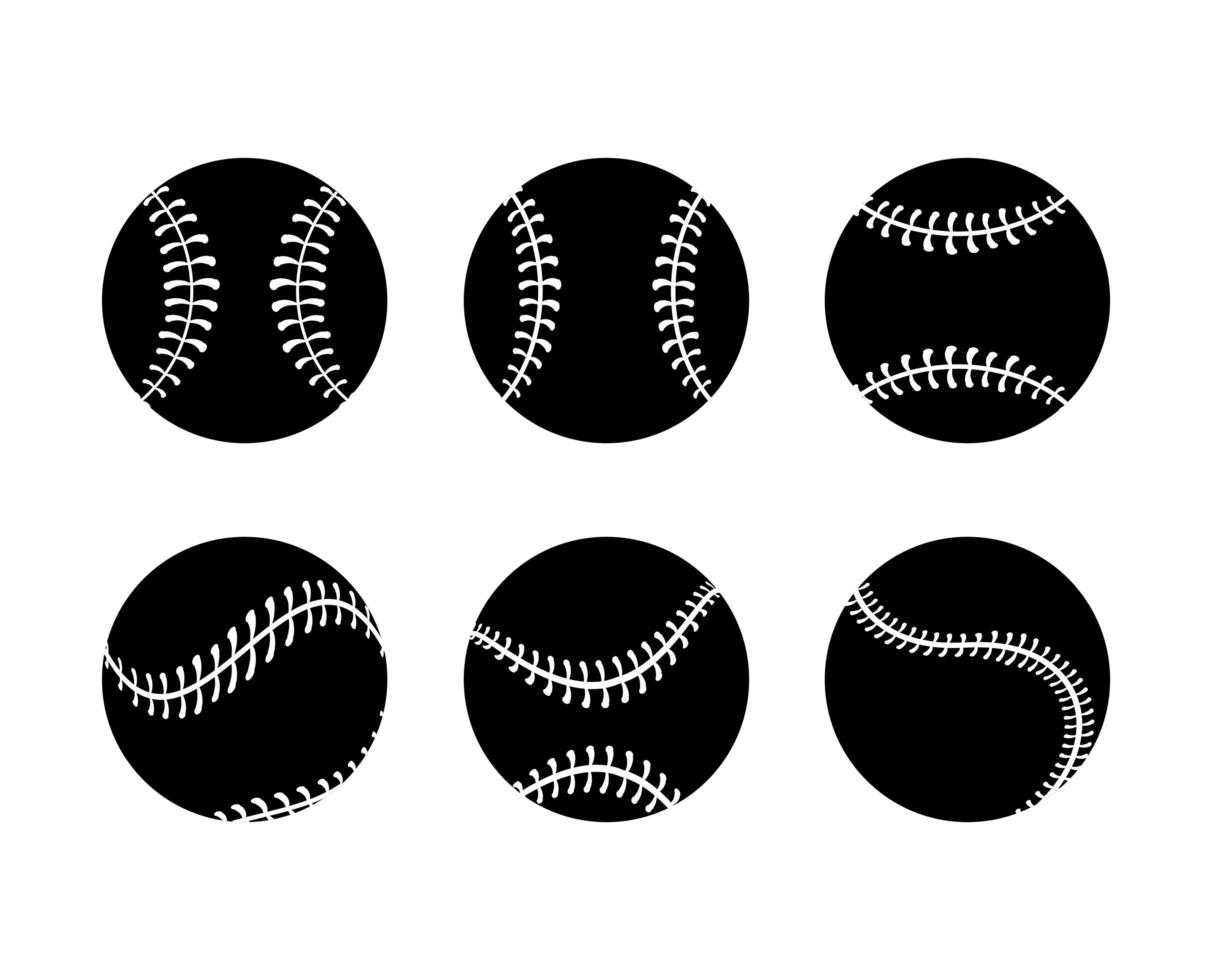 Conjunto de iconos de pelota de béisbol silueta vector