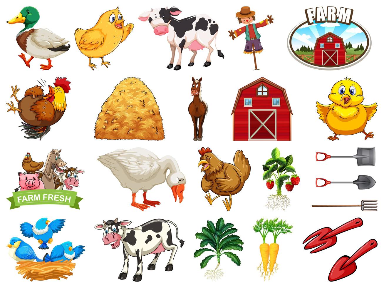 Set of Farm Elements vector