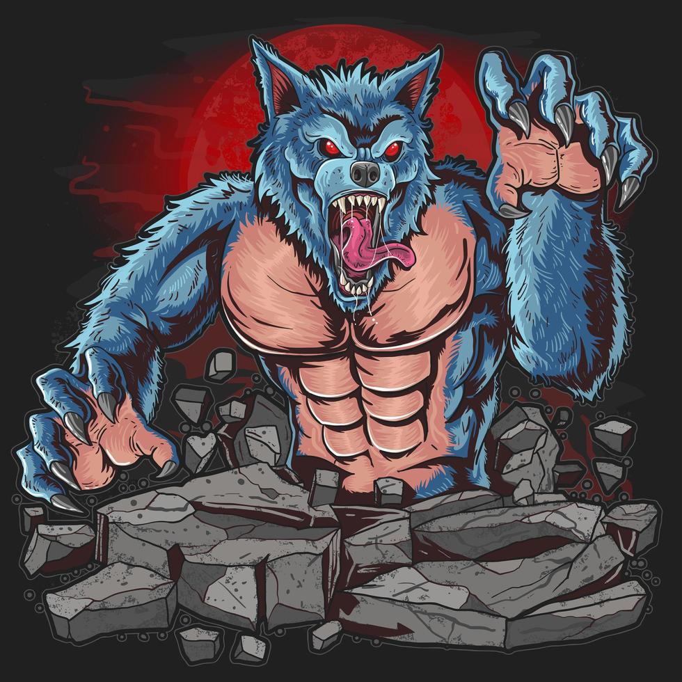 Werewolf with a fierce face and sharp nails vector