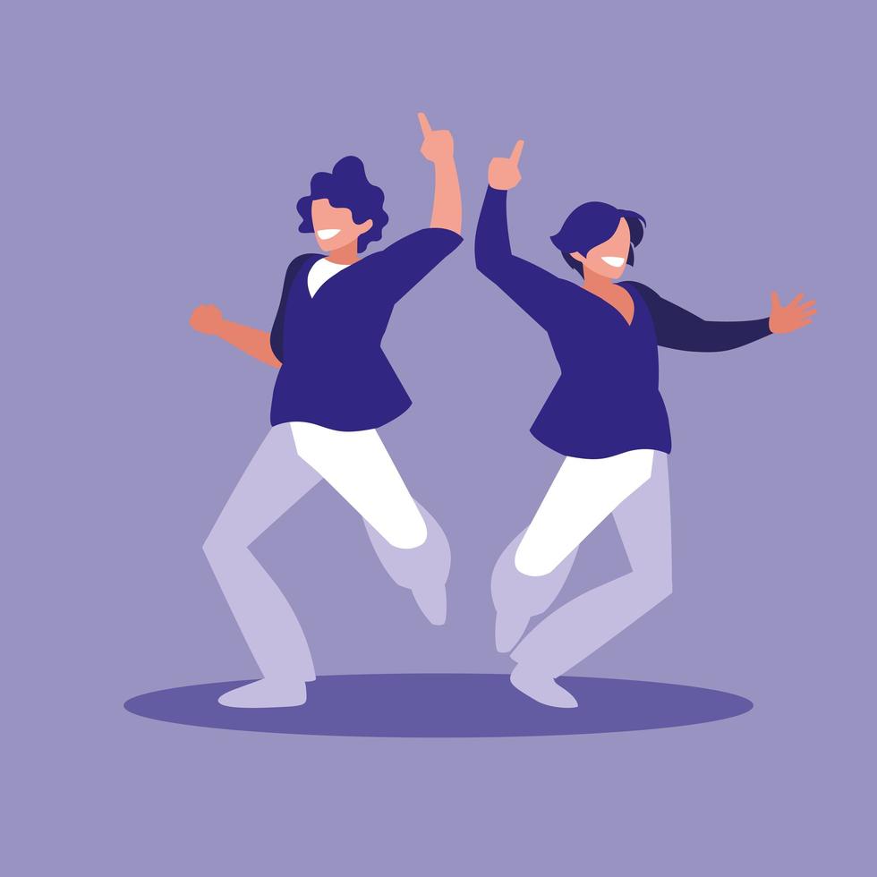 Men dancing avatar character vector