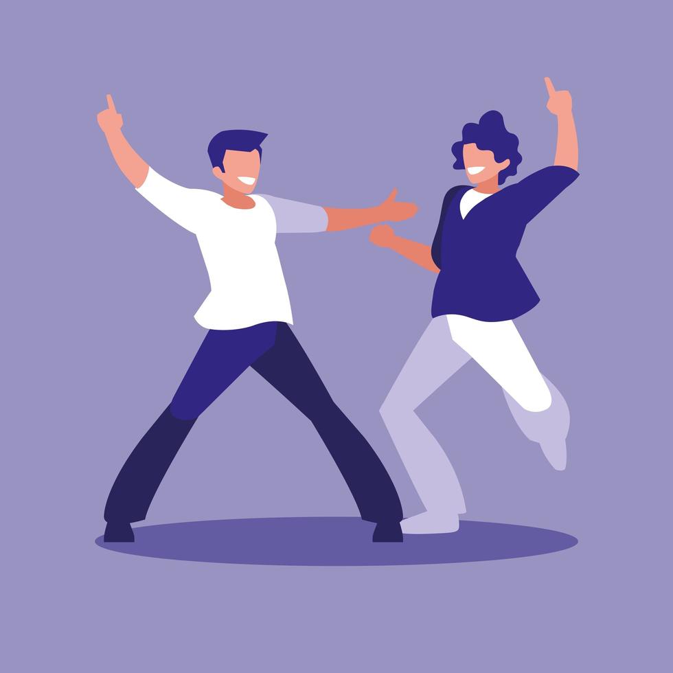 Men dancing avatar character vector