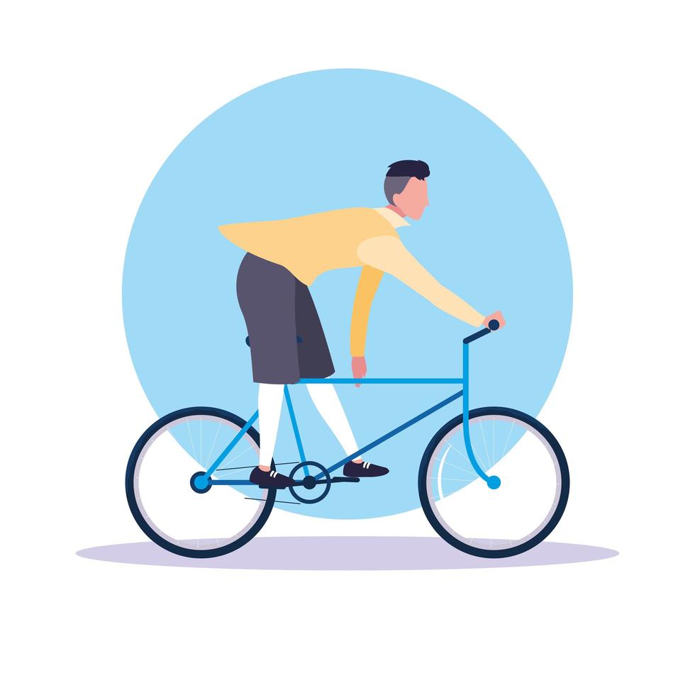 Young man riding bike avatar character vector