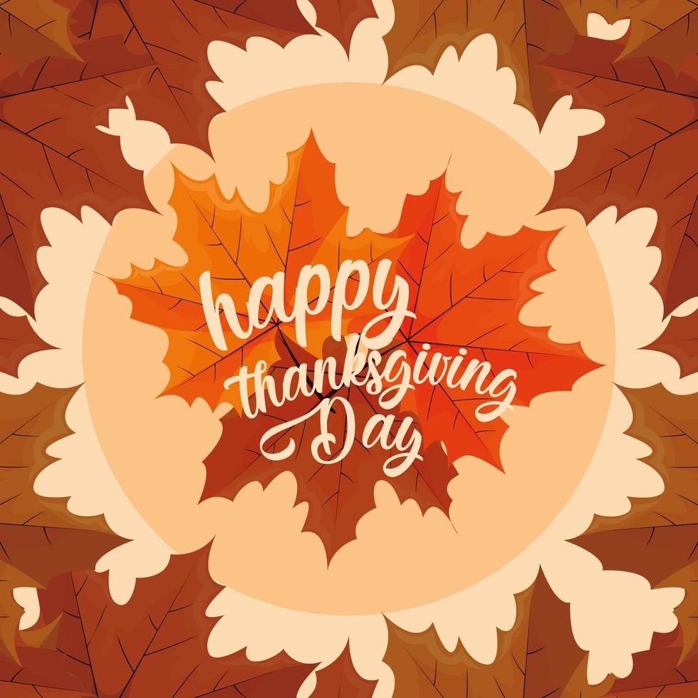 Happy thanksgiving day with leafs vector