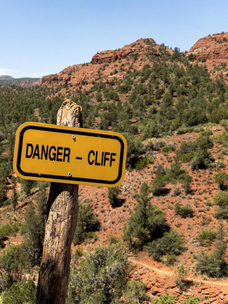 Danger sign in desert park photo